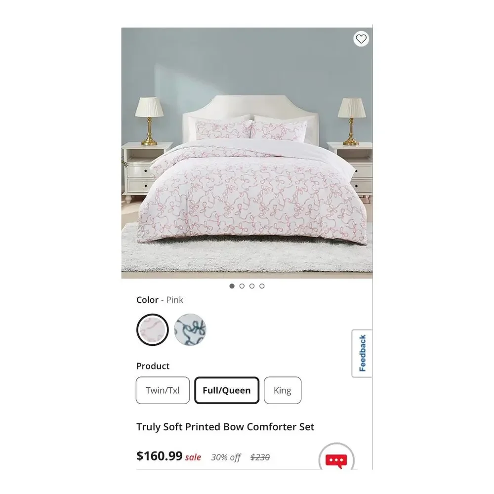 NEW! Truly Soft Full/Queen 3pc Set Printed Comforter Set